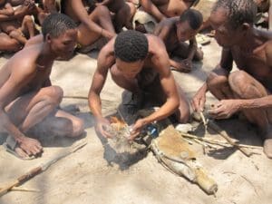 bushmen / san people making fire - Dusty Trails Safaris Namibia & Dusty Car Hire Namibia