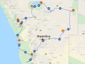 trip map - Namibia best-of - Dusty Trails Safaris Namibia & Dusty Car Hire Namibia