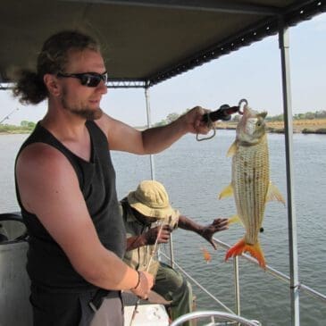 tiger fishing success - boat cruise - Dusty Trails Safaris Namibia & Dusty Car Hire Namibia