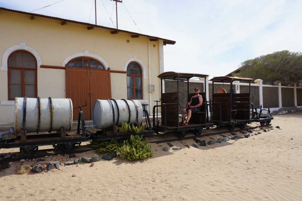 old train at Kolmanskop ghost town - Dusty Trails Safaris Namibia & Dusty Car Hire Namibia