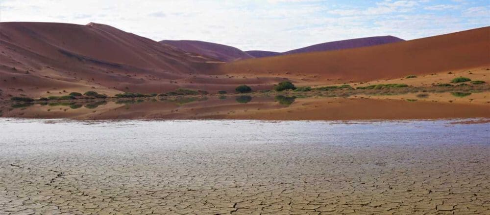 Headerbild - Hiddenvlei am Sossusvlei mit Wasser gefüllt