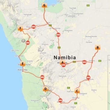 Übersichtskarte - Namibia Highlights - ein Dutzend Tage im Paradies