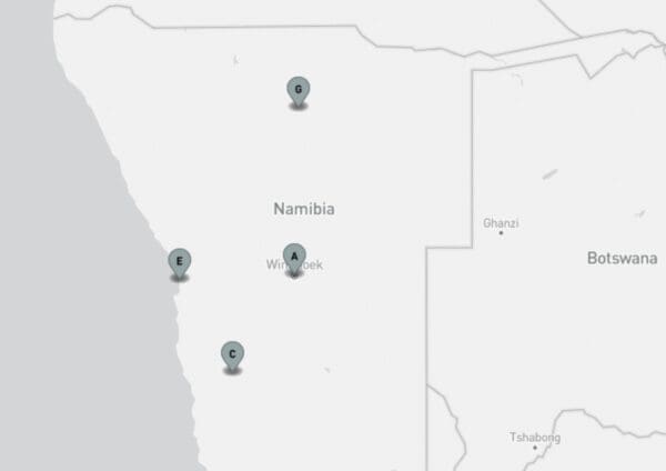 Golf Tour Namibia - Trip Map