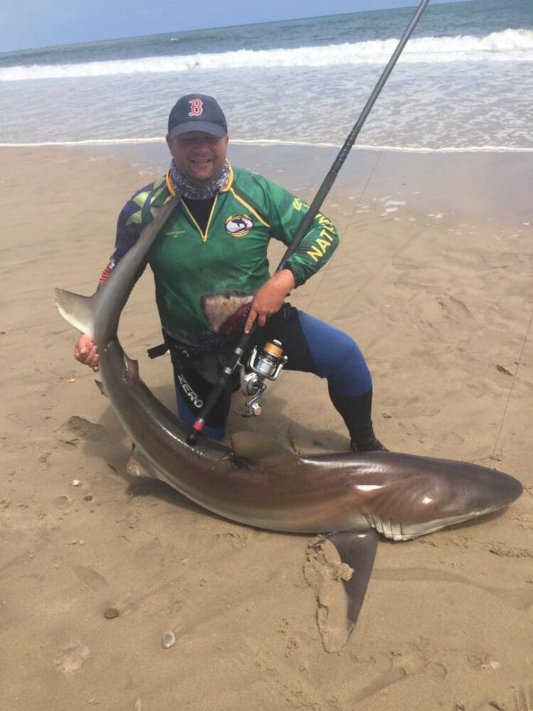 big shark fishing success at Namibian Skeleton Coast